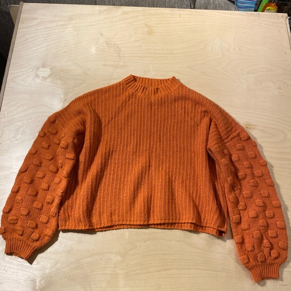 &merci Orange Knit Cropped Sweater Small (IX) - Picture 5 of 12